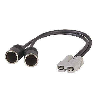 50A Grey Anderson Socket - Double Female Cigarette Lighter Socket Converter Cable - 50cm - 1