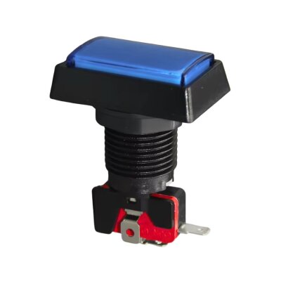 50x33mm 12V Dikdörtgen Işıklı Oyun Makinesi Butonu - Mavi - 1