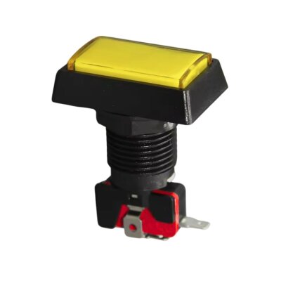 50x33mm 12V Dikdörtgen Işıklı Oyun Makinesi Butonu - Sarı - 1