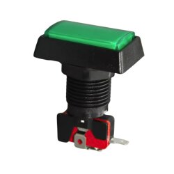 50x33mm 12V Dikdörtgen Işıklı Oyun Makinesi Butonu - Yeşil