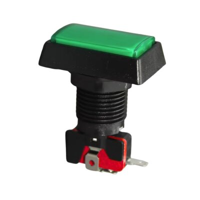 50x33mm 12V Rectangle Illuminated Game Machine Button - Green - 1