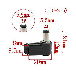 5.5x2.5mm 90 Derece Erkek DC Barrel Jak - 4