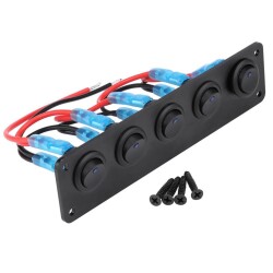 5'li ON-OFF Sarı Nokta Işıklı Anahtar Switch Panel 12V-24V