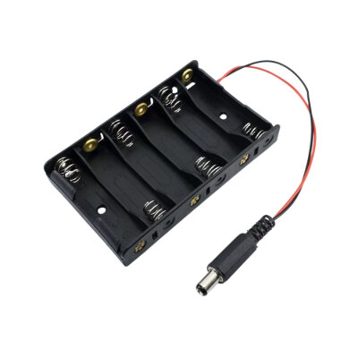 6'lı AA Pil Yuvası - Barrel Jack Çıkışlı - 1