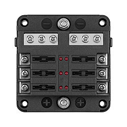 6 Channel Auto Blade Fuse Box - with LED and Grounding Barrel - 3