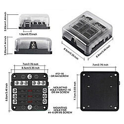 6 Channel Auto Blade Fuse Box - with LED and Grounding Barrel - 5