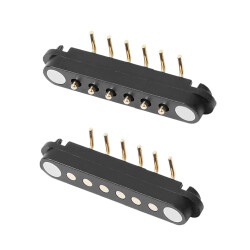 6-Pin 2.54mm 90C Pogo Pin Manyetik Konnektör Takımı