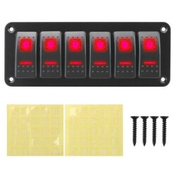 6-pin ON-OFF Red Light Switch Switch Panel 12V-24V