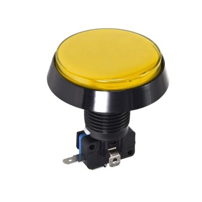 60mm 12V Düz Işıklı Oyun Makinesi Butonu - Sarı - 1