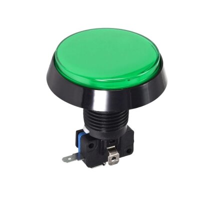 60mm 12V Düz Işıklı Oyun Makinesi Butonu - Yeşil - 1