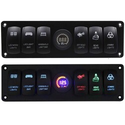 6'lı ON-OFF Işıklı Anahtar Switch Panel 12V-24V Voltaj Göstergeli
