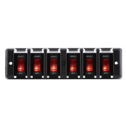 6'lı ON-OFF Kırmızı Işıklı Anahtar Switch Panel 12V 16A - 1