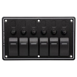 6'lı ON-OFF Kırmızı Işıklı Anahtar Switch Panel - Aşırı Akım Korumalı