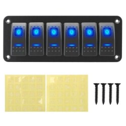 6'lı ON-OFF Mavi Işıklı Anahtar Switch Panel 12V-24V