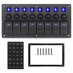 8'li ON-OFF Mavi Işıklı Anahtar Switch Panel - Aşırı Akım Korumalı