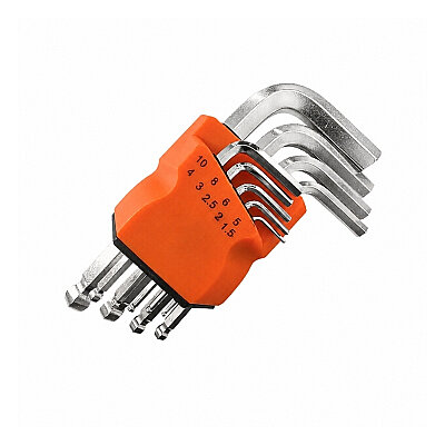 9-Piece CR-V Short Ball Head Allen Wrench Set - 2