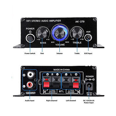 AK-270 2x200W Mini 2-Channel Stereo Amplifier Module - 3