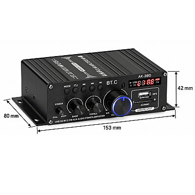 AK-380 2x400W HiFi 2 Kanal Bluetooth Amfi Modülü - 4