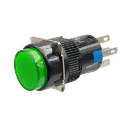 AL6-M 16mm 30V Yeşil Işıklı Yaylı Buton