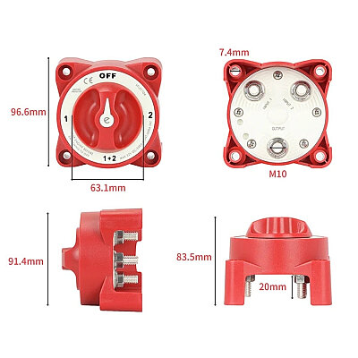 ASW-A120S4 350A 4-Position OFF-1-BOTH-2 Battery Switch - 2