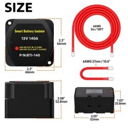 ASW-A401M-1 12V 140A Smart Dual Battery Isolator Kit with Display - 2