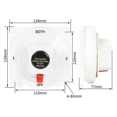 ASW-A701S-B 300A 4-Position OFF-1-BOTH-2 Battery Switch - 2