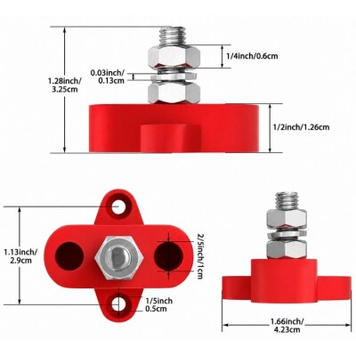 BB1-1 M8 Busbar Güç Dağıtım Bloğu  - Kırmızı/Siyah - 2