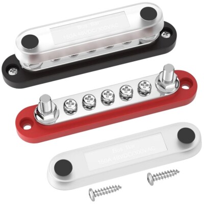BB100-T2M6S5-C 2xM6 + 5xM4 Busbar Power Distribution Block - Red/Black - 1