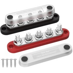 BB100-T5M6-C 5xM6 Busbar Power Distribution Block - Red/Black