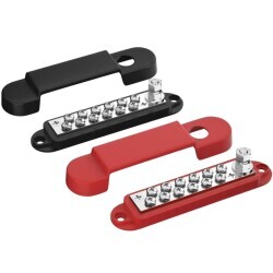 BB150-T1M6S12-C 1xM6 + 12xM4 Busbar Power Distribution Block - Red/Black