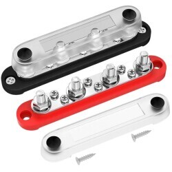 BB150-T4M8S6-С 4xM8 + 6xM4 Busbar Power Distribution Block - Red/Black