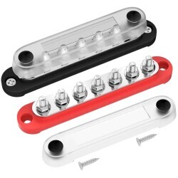 BB150-T7M6-C 7xM6 Busbar Power Distribution Block - Red/Black