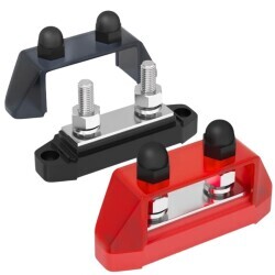 BB250-T2M10 2xM10 Busbar Güç Dağıtım Bloğu  - Kırmızı/Siyah