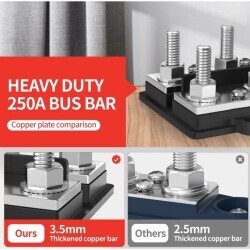 BB250X2-T4M10S3 4xM10 + 3xM4 Busbar Güç Dağıtım Bloğu  - Kırmızı/Siyah - 2