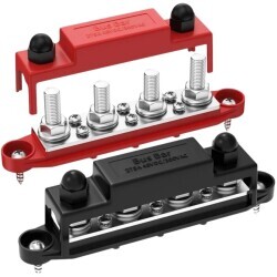 BB275-T4M8S6-C 4xM8 + 6xM4 Busbar Power Distribution Block - Red/Black