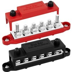 BB275-T6M8-C 6xM8 Busbar Güç Dağıtım Bloğu  - Kırmızı/Siyah
