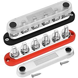 BB300-T6M10-C 6xM10 Busbar Güç Dağıtım Bloğu  - Kırmızı/Siyah