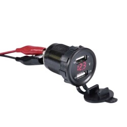 Car Phone Charger Socket 5V 2.1A Red with Voltage Indicator