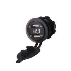 Car Phone Charging Socket with Voltage Indicator 5V 2.1A White