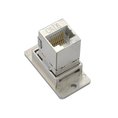 CAT6 RJ45 Female Panel Mount Connector Silver - SCAT6-C - 2