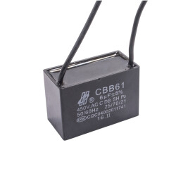 CBB61 6uF 450V Kablolu Kutulu Daimi Kondansatör