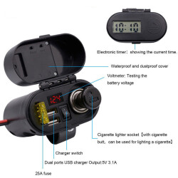 CD-3068 Waterproof Multifunctional USB + Type-C Charger and Cigarette Lighter - 5