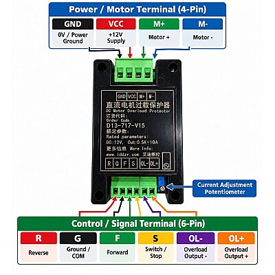 D13-717-V15 DC 12V 10A Motor Aşırı Yük, Aşırı Akım ve Kısa Devre Koruyucu - 2