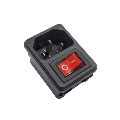 DB-14 Male Power Socket Red Illuminated Switch - 1