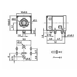 DC-007B 5.5x2.1mm DC Chassis Jack - Power Input - 3
