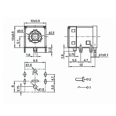 DC-007B 5.5x2.5mm DC Jack - Panel Mount - 3