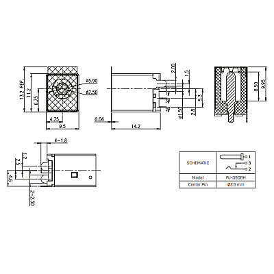 DC-012G 5.5x2.5mm DC Chassis Jack - Jack Input - 3