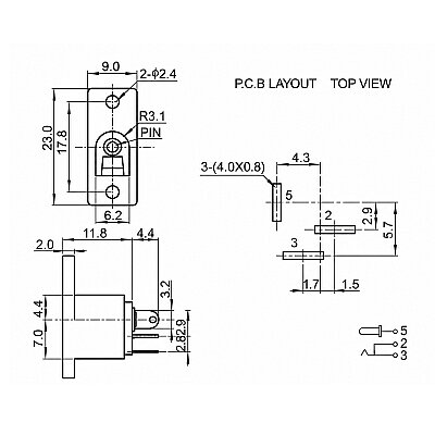 DC-019 5.5x2.1mm Panel-Mount DC Jack - Jack Input - 3