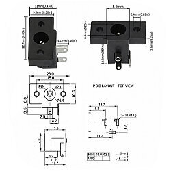 DC-020 5.5x2.1mm Panel-Mount DC Jack - Jack Input - 3