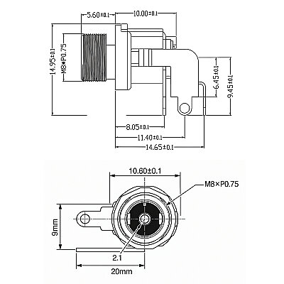 DC-025W 5.5x2.1mm DC Chassis-Mount Jack - 4